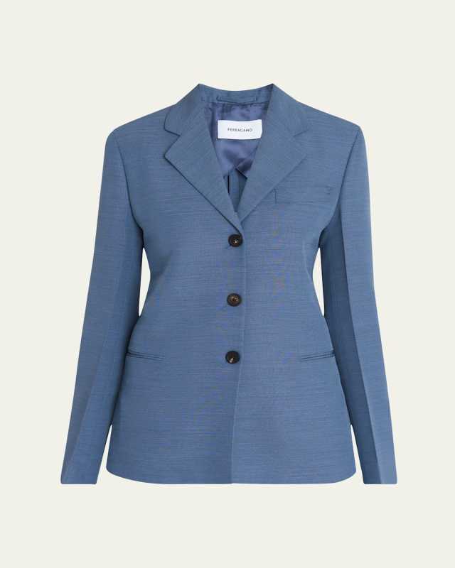 3-Button Wool Faille Jacket